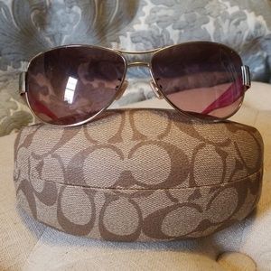 Burgandy and Gold Coach Aviator Sunglasses